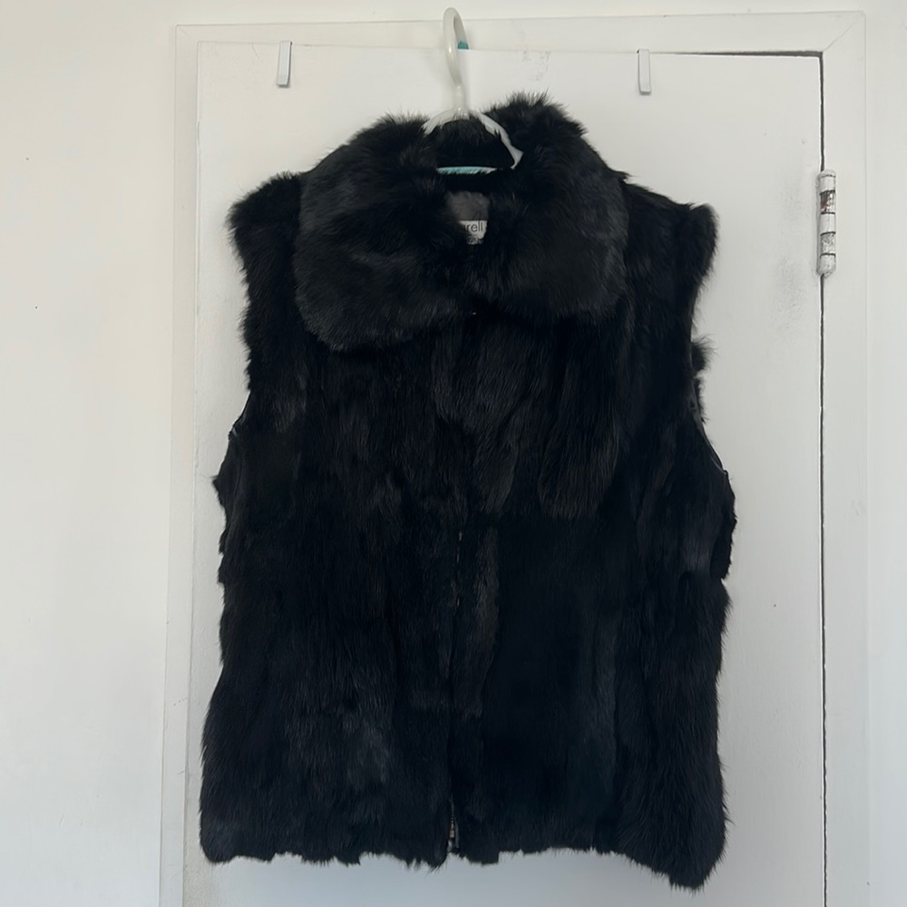 Black Surell Fur Vest